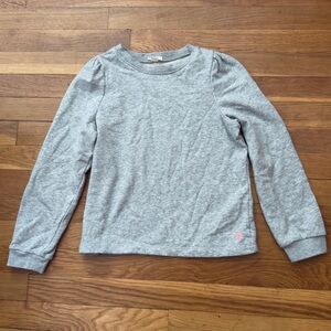 Crewcuts Girls’ L (10) Heathered Grey Puff Sleeve French Terry Top w/pink heart